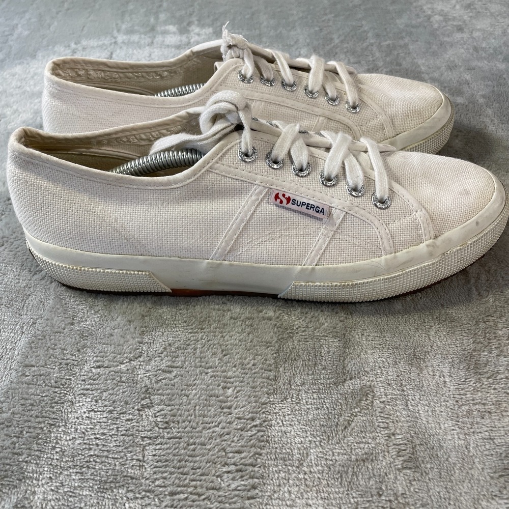 Superga Sneaker Shoe Womens 9 Mens‎ 7.5 White Canvas Lace Up Classic Comfortable